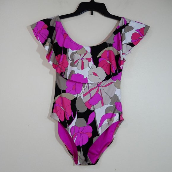 TRINA TURK Lynx Gemini Ruffle Off the Shoulder One Piece SWIMSUIT 4 Floral $162 - Picture 5 of 10